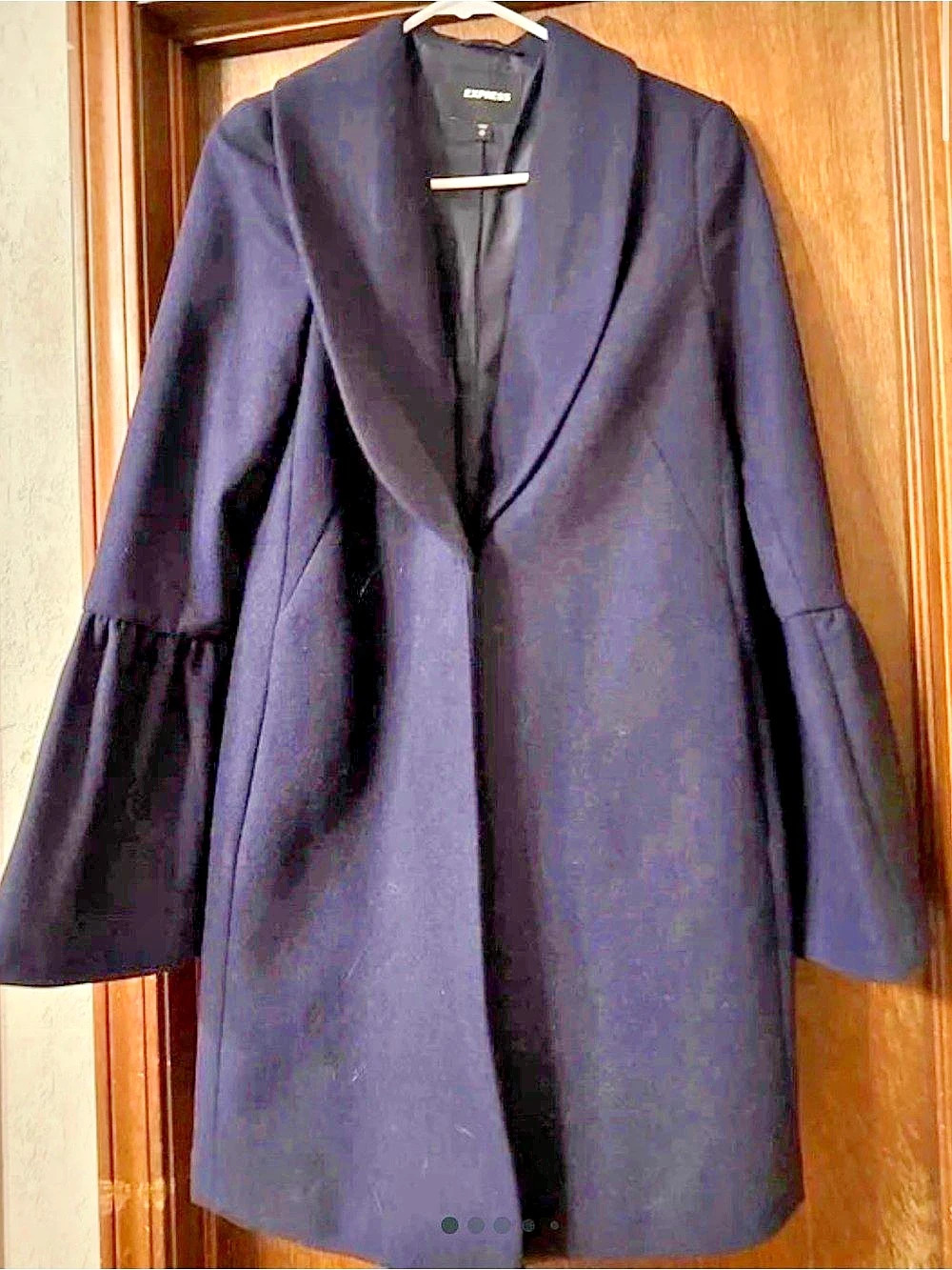 Express Navy Blue Wool Blend Bell Sleeve Coat Women's XS